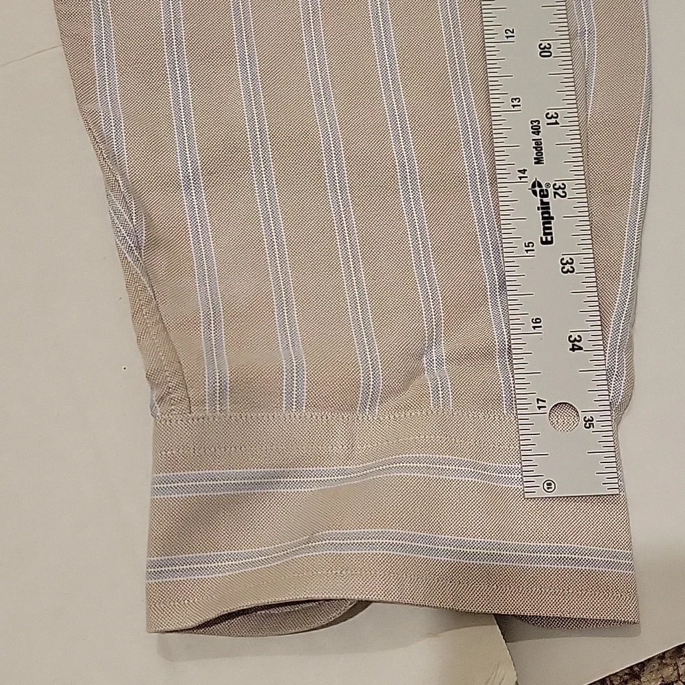 Polo Ralph Lauren Classic Fit Button‎ Down L/S Cream/Lt. Blue Shirt, 17-6/7